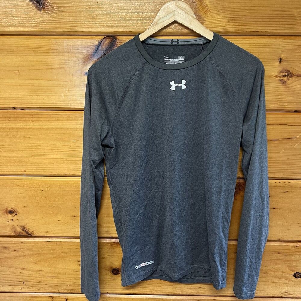 Under Armour Gray Compression Heat Gear Long Sleeve Top Youth L